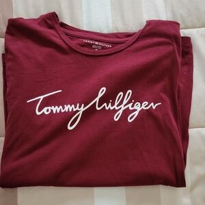 Tommy hilfiger maroon women's shirt